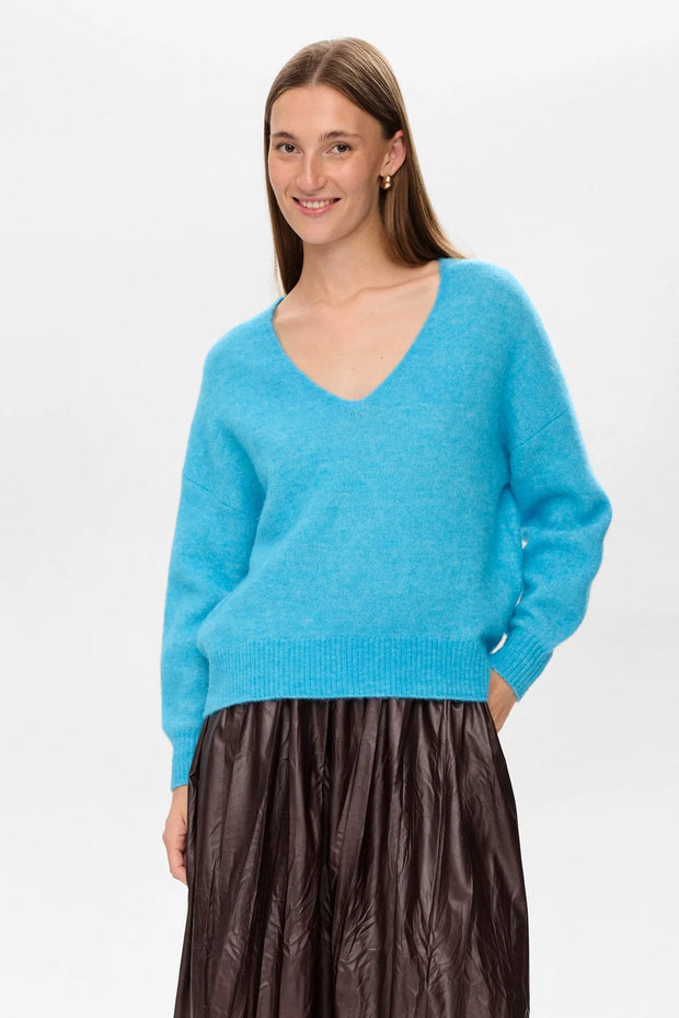 Numph Nuriette V Neck Aquarius Jumper