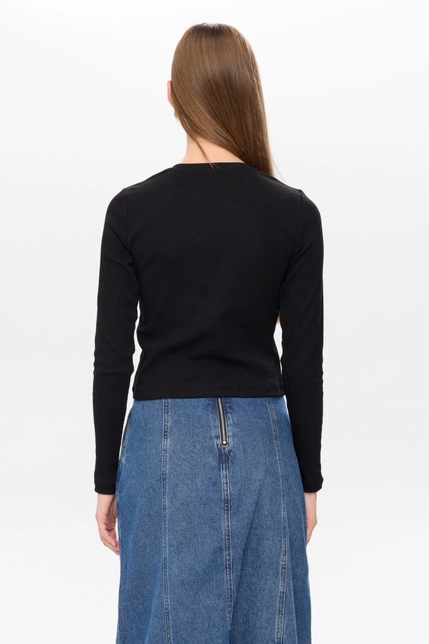 Numph Nuriley Long Sleeved Tee - Caviar