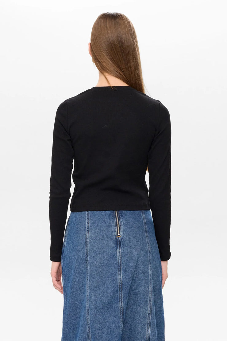 Numph Nuriley Long Sleeved Tee - Caviar