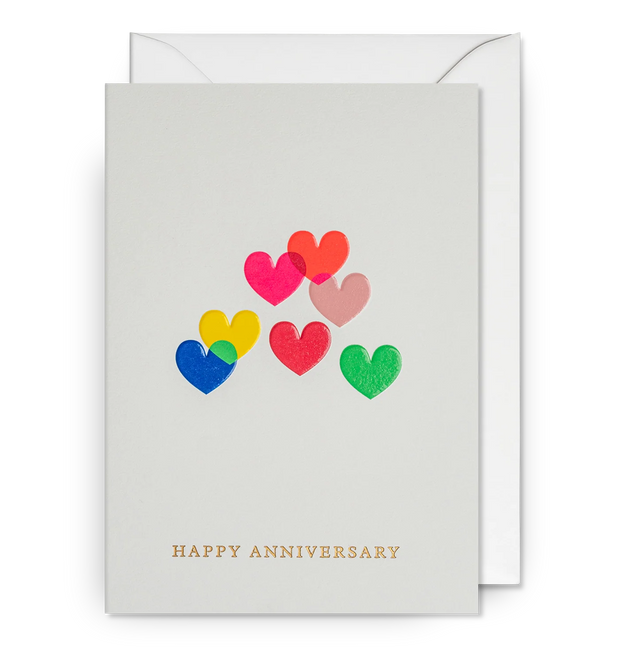 Colourful Hearts Happy Anniversary Card