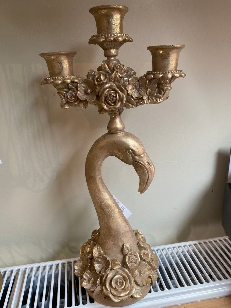 Resin Candelabra - Gold Flamingo