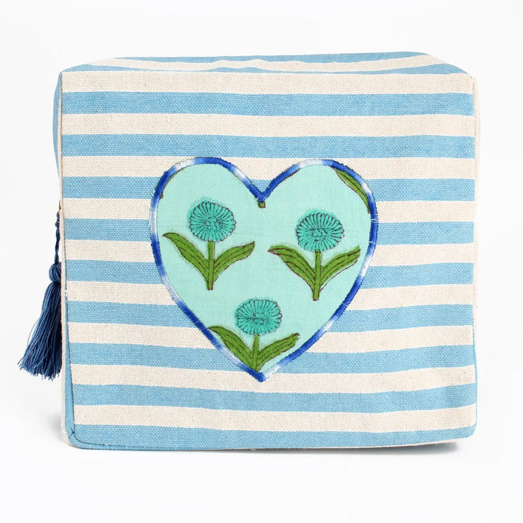 My Doris Stripe Heart Washbag - Blue