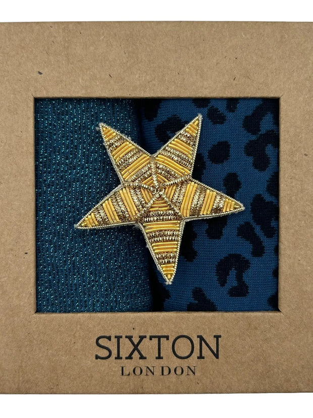 Sixton London Denim Sock Due with Star Pin