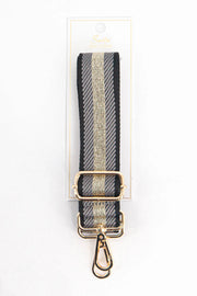 Cailean Woven Bag Strap - Grey Silver Stripe