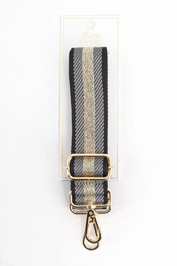 Cailean Woven Bag Strap - Grey Silver Stripe