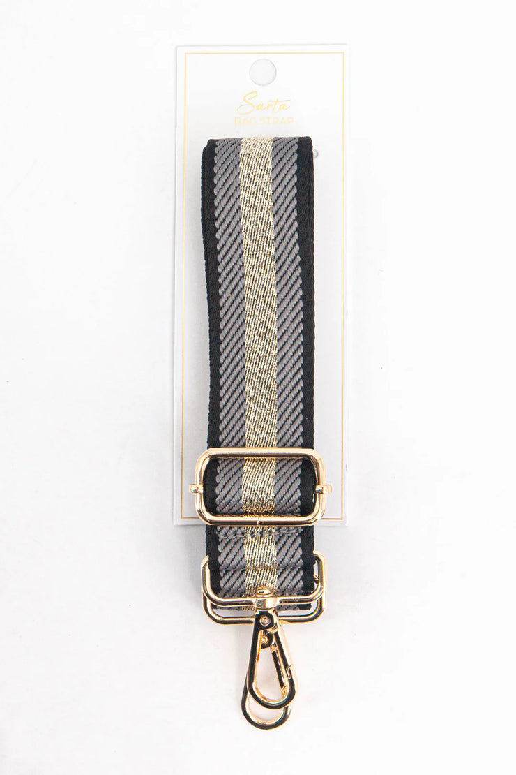 Cailean Woven Bag Strap - Grey Silver Stripe