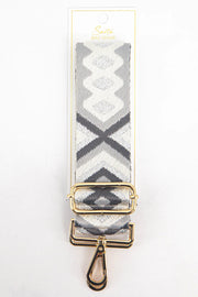Ronda Woven Bag Strap - Grey, Aztec Metallic