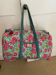 Twizzell Indian Block Print Weekend Bag - Blue Rose