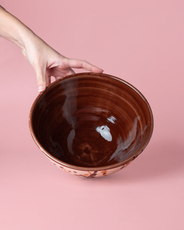 Tierra Cocida Ceramic Salad Bowl - Brown Spots