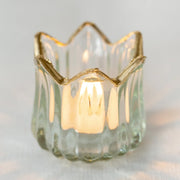 Decorative Glass Tea Light Holder with Gold Rim