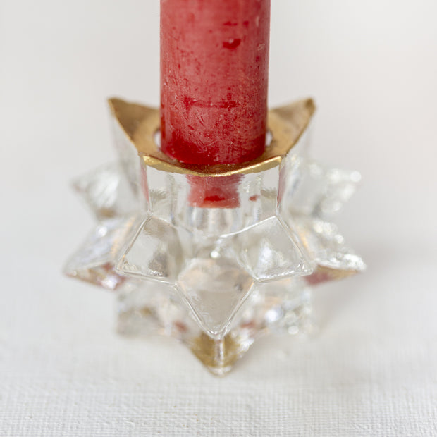 Star Glass Candle Holder with Gold Rim