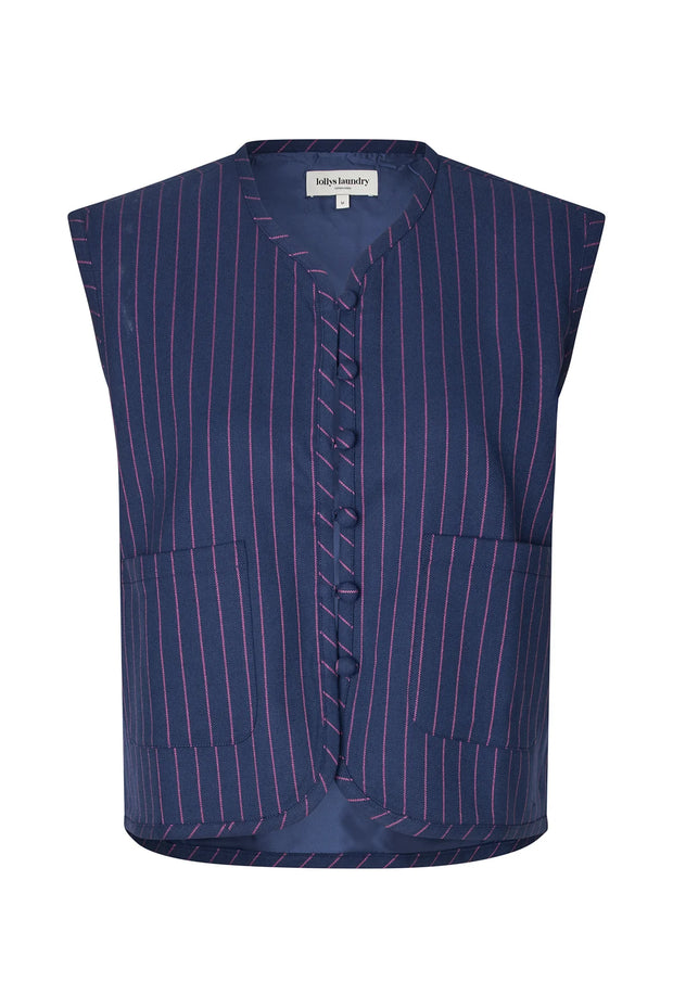 Lollys Laundrey Abbey Pinstripe Navy Waistcoat