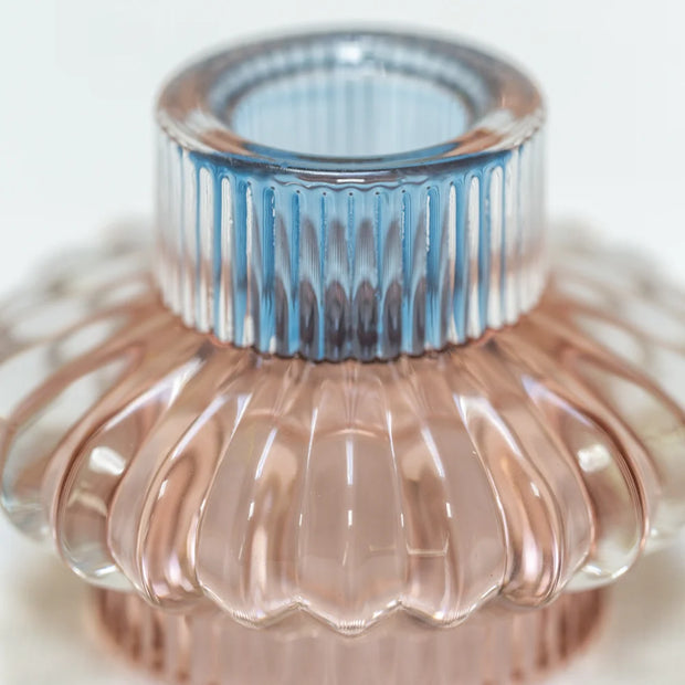 Glass Candleholder Duo - Pink & Blue