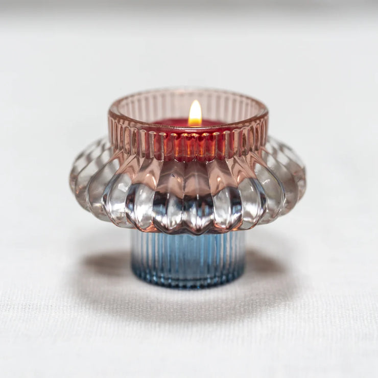 Glass Candleholder Duo - Pink & Blue