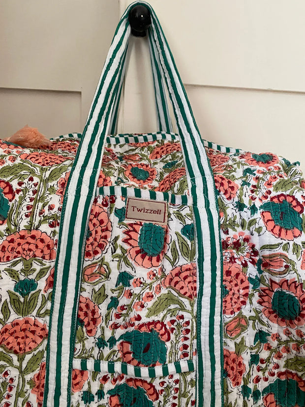 Twizzell Indian Block Print Weekend Bag - Apricot