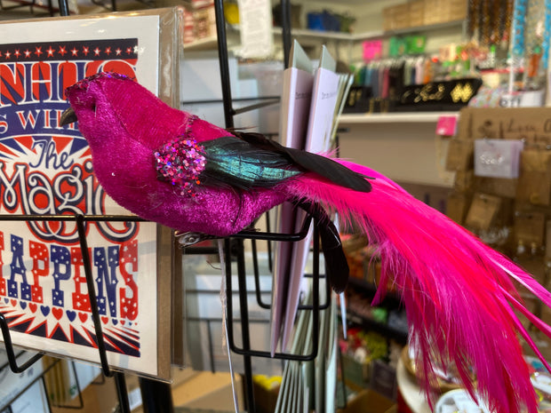 Fabric Bird Clip - Fuchsia & Black