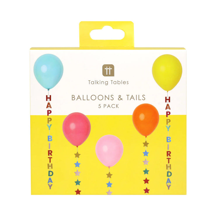 Birthday Balloons with Happy Birthday Tails