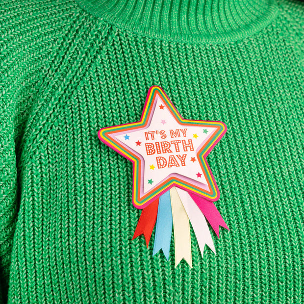 Colourful Birthday Star Rosette Badge