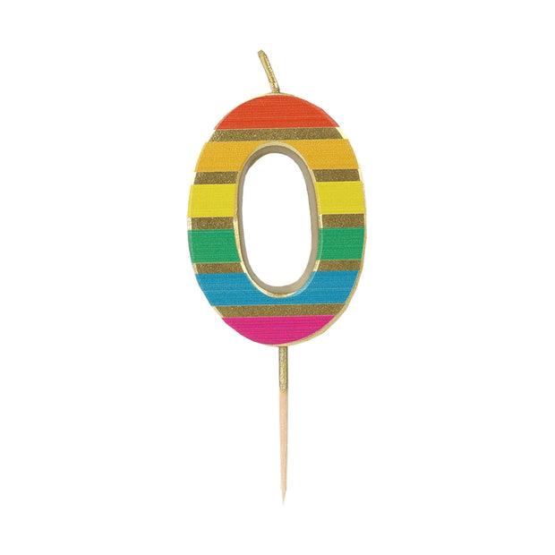 Rainbow Gold Birthday Number Candles
