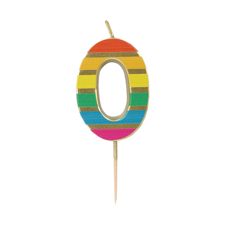 Rainbow Gold Birthday Number Candles