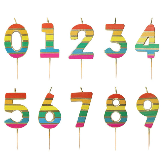 Rainbow Gold Birthday Number Candles