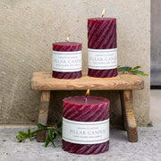 Rustic Twisted Pillar Candles - Plum