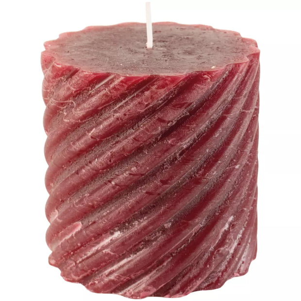 Rustic Twisted Pillar Candles - Plum