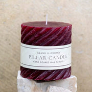 Rustic Twisted Pillar Candles - Plum