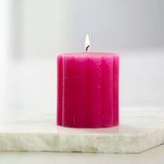 Rustic Scalloped Pillar Candles - Fuchsia