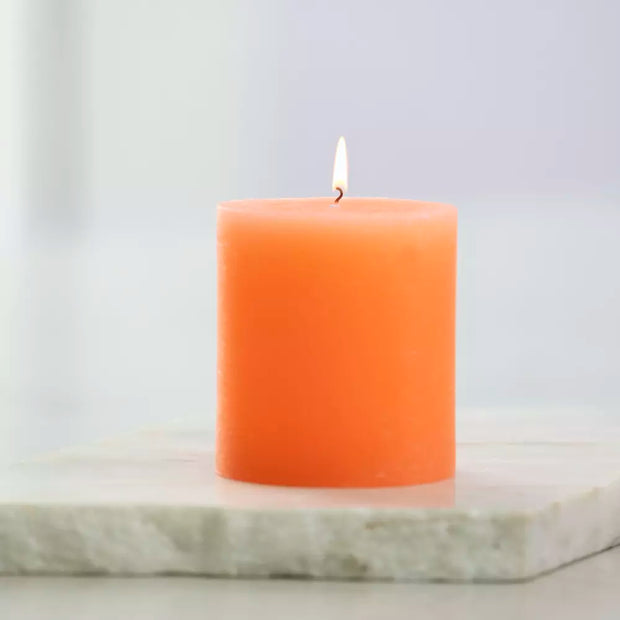 Rustic Pillar Candles - Coral