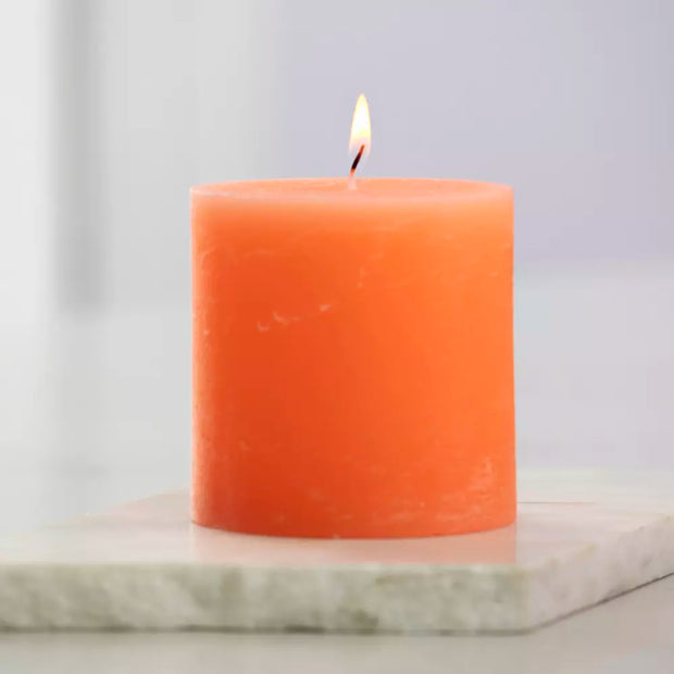 Rustic Pillar Candles - Coral