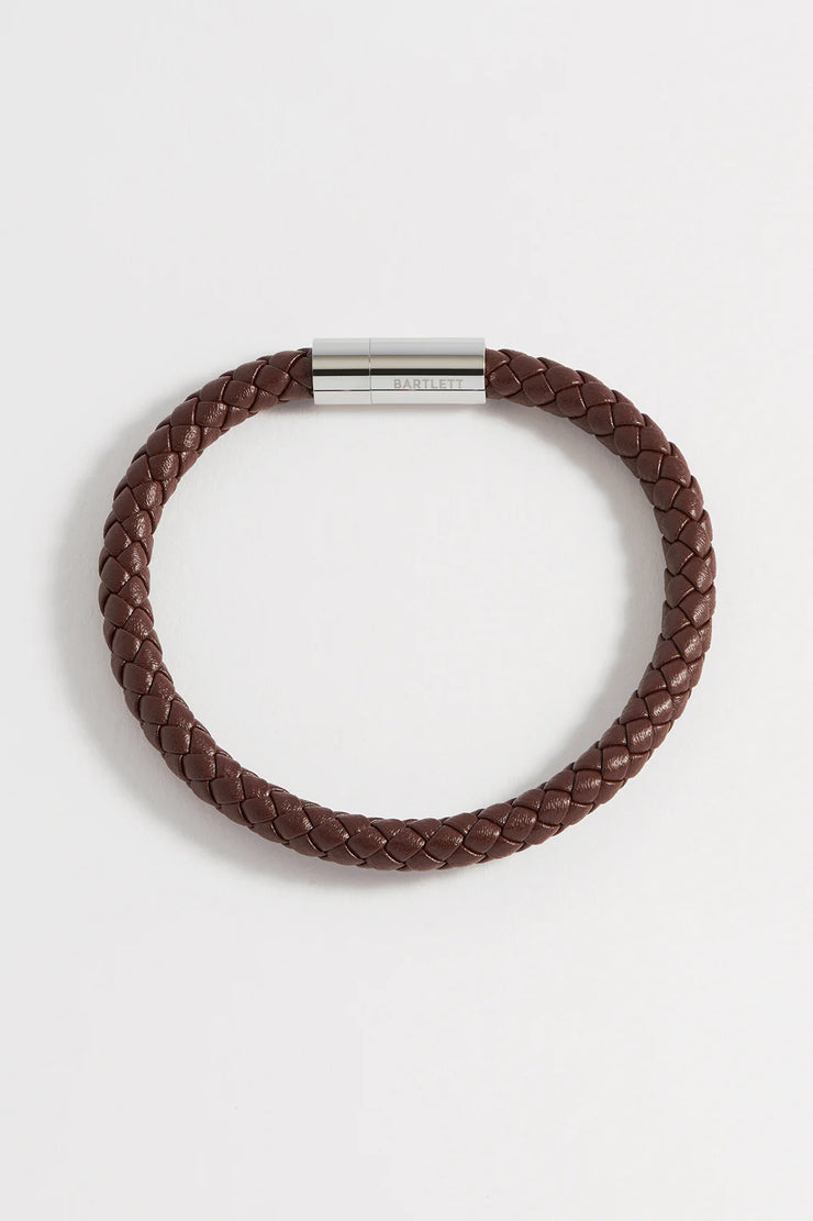 Bartlett Men's Leather Single Plaited Wrap Bracelet - Brown