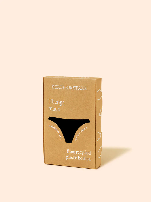 Stripe & Stare Single Thong - Eco Lace Black