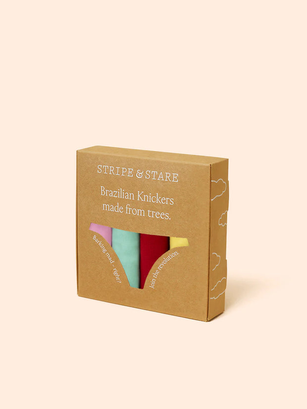 Stripe & Stare Brazilian Knickers Box of 4 - Bon Bon
