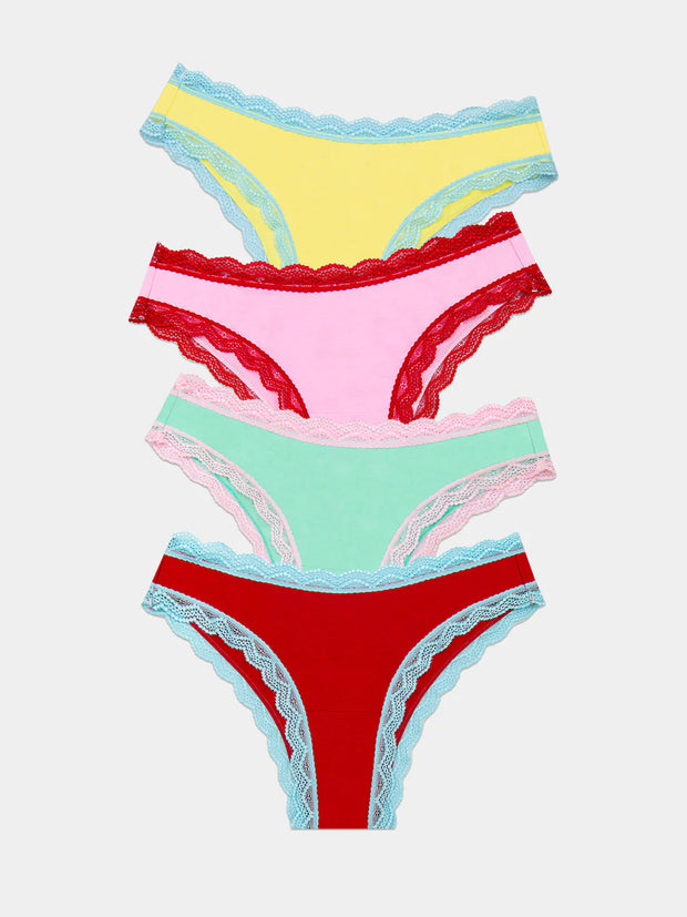 Stripe & Stare Brazilian Knickers Box of 4 - Bon Bon