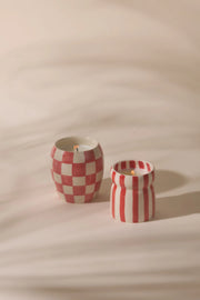 Cabana Striped Ceramic Candle - Hibiscus Bay