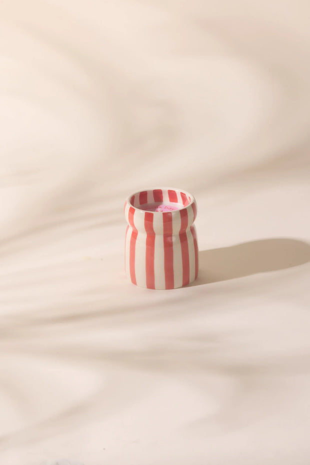 Cabana Striped Ceramic Candle - Hibiscus Bay