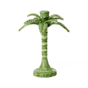 Palm Tree Green Metal Dinner Candle Holder