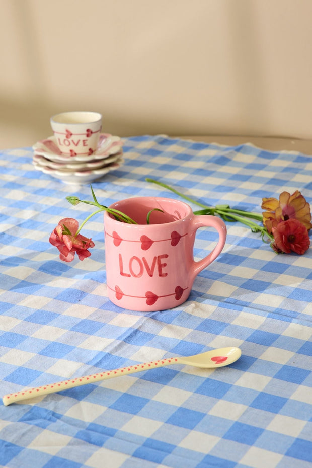 Ceramic Hand Painted Mug - Pink Love
