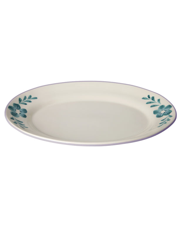 Ceramic Serving Dishes - Hand-painted Green Flower Vine