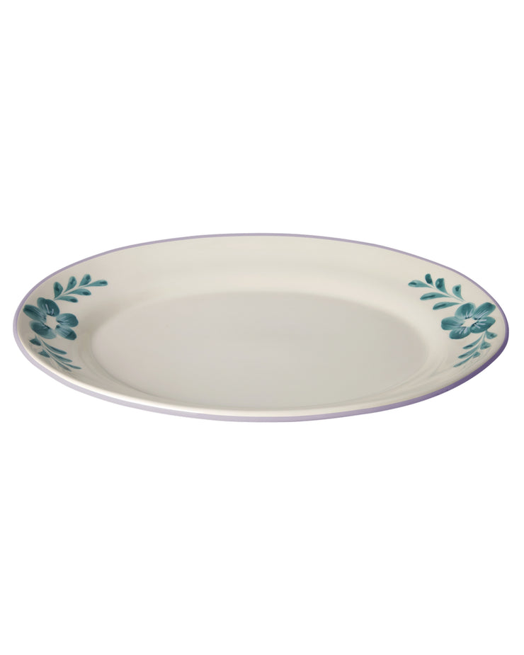 Ceramic Serving Dishes - Hand-painted Green Flower Vine