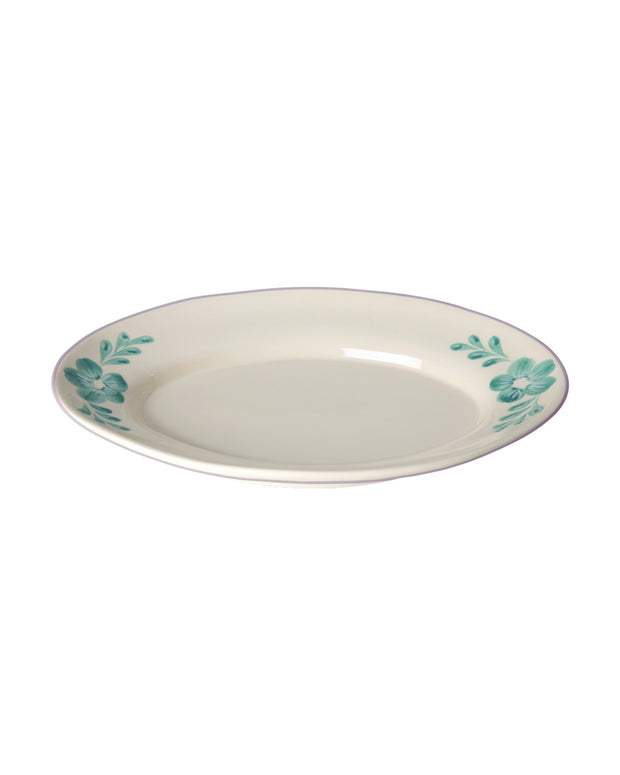 Ceramic Serving Dishes - Hand-painted Green Flower Vine