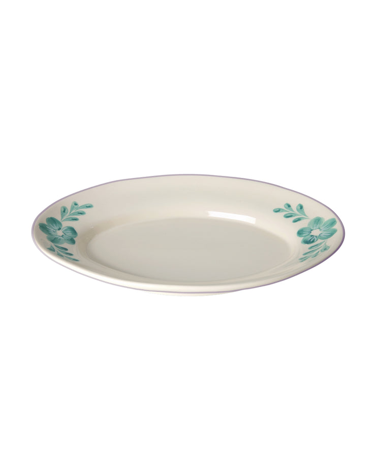 Ceramic Serving Dishes - Hand-painted Green Flower Vine