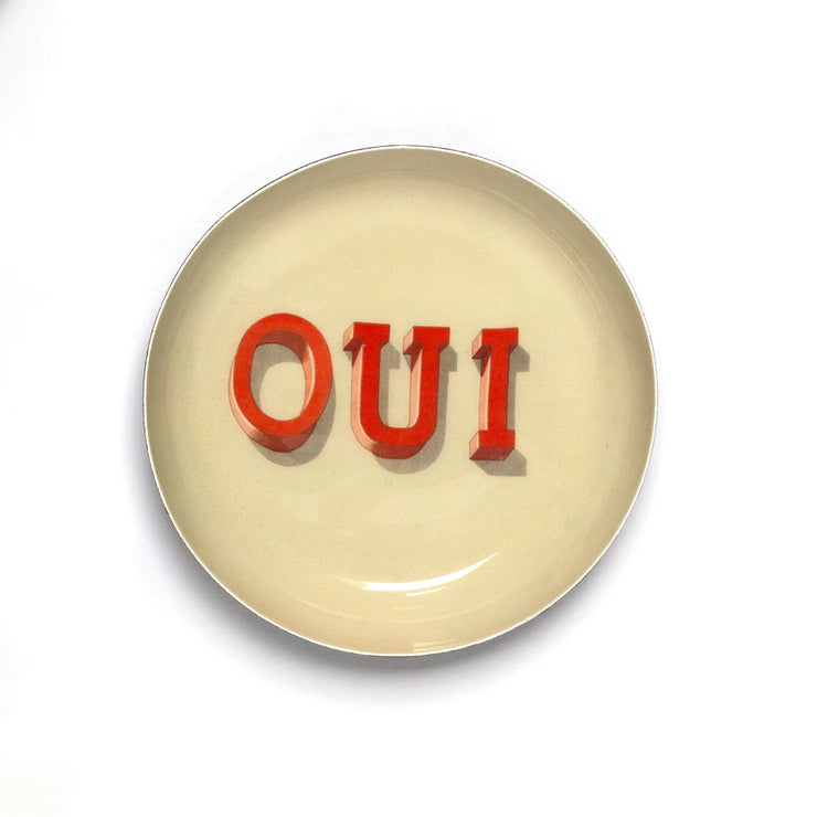 Roomytown Round Enamel Tray - Oui