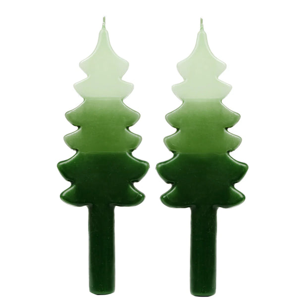 Talking Table Set of 2 Tree Shaped Candles - Green