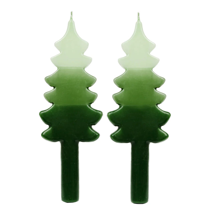 Talking Table Set of 2 Tree Shaped Candles - Green