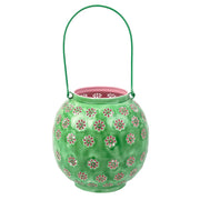 Green & Pink Metal Flower Lantern - Large