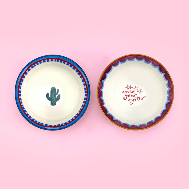 Eleanor Bowmer Set of 2 Nibble Bowls - Electric Coast Cactus & Oyster