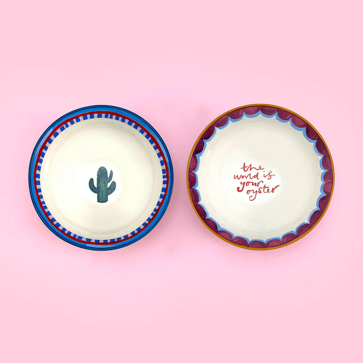 Eleanor Bowmer Set of 2 Nibble Bowls - Electric Coast Cactus & Oyster