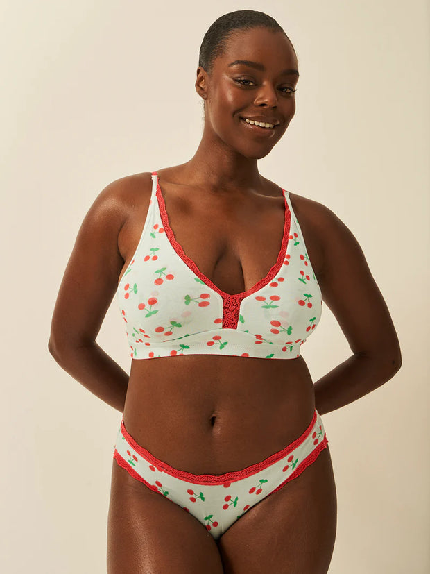 Stripe & Stare Lace Plunge Bra - Cherryade